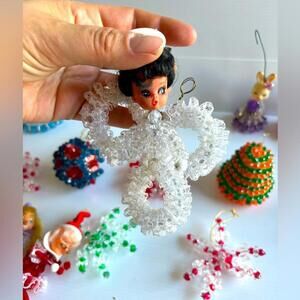 Vintage Beaded Christmas Ornaments 15 Pieces